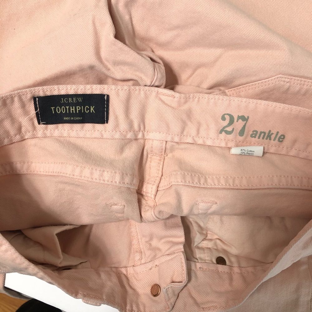 J Crew Toothpick Ankle Jeans light peach Pink 27 - Picture 6 of 10